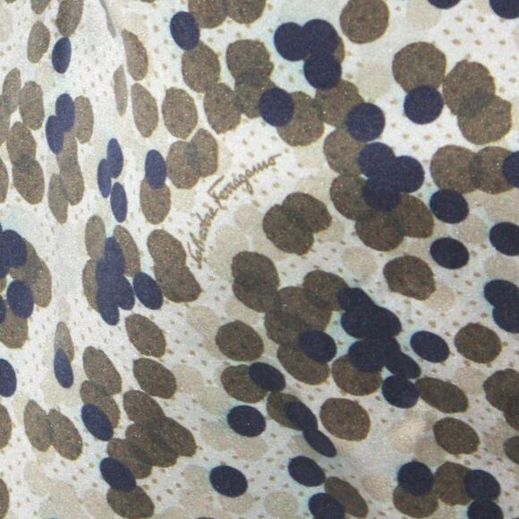 Salvatore Ferragamo Short Sleeve Shirt Silk Polk-a-Dot Front; Navy Back Size XL - Picture 8 of 10